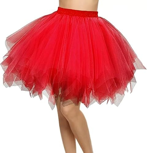 Damen Tüllrock 50Er Rockabilly Tütü Rock Große Größen Vintage Kurz Tüllröcke Mit Elastische Hohe Taille, Karneval Fasching Kostüm 0