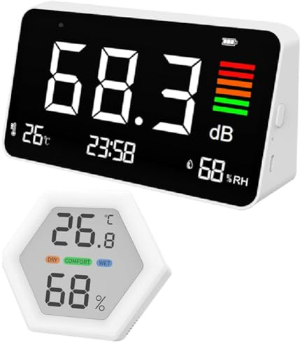 Fegtrtyoa Misuratore di Livello Digitale con Grande Display LCD Decibel 30-130dBA Dispositivo di Misurazione del Rumore da Scrivania Tester di Monitoraggio