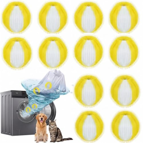 Fusselbälle für Waschmaschine,12 Stücke Tierhaarentferner Waschmaschine against cat hair in the laundry Wiederverwendbar Haarfänger Waschmaschine für Wäsche,Zur Entfernung Von Tierhaaren