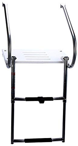 Amarine Made 2 Step in-Board Outboard Transom Platform Telescoping Boat Ladder Stainless Steel Swim Platform for Swimming Pool Pontoon Dock Collapsible Step Ladder with 2 Handrails