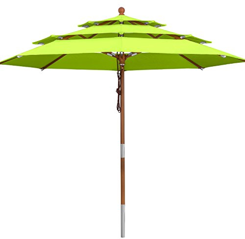 anndora Sonnenschirm 3-lagig 350 cm rund Gartenschirm Apfelgrün - Holzstockschirm