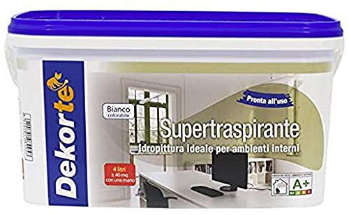 Gdm Supertraspirante, Idropittura ottima per Ambienti Interni, Colore Bianco, 4 l