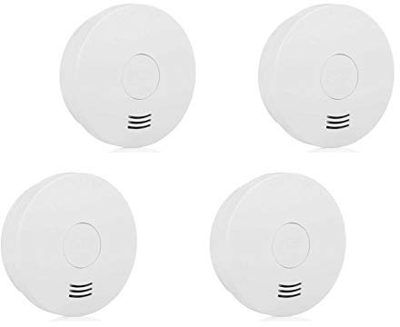 SMARTWARES Set di 4 rilevatori di fumo con batteria da 10 anni, certificato VD e sigillo Q, LED lampeggiante discreto