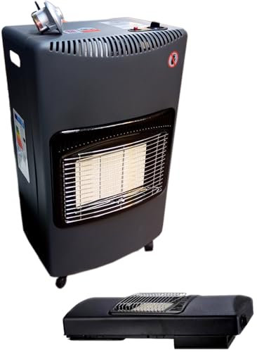 4.2kW Folding Gas Portable Cabinet Heater Fire Butane, 3 Heat Settings with Anti-Tilt Design, Regulator and Hose Included