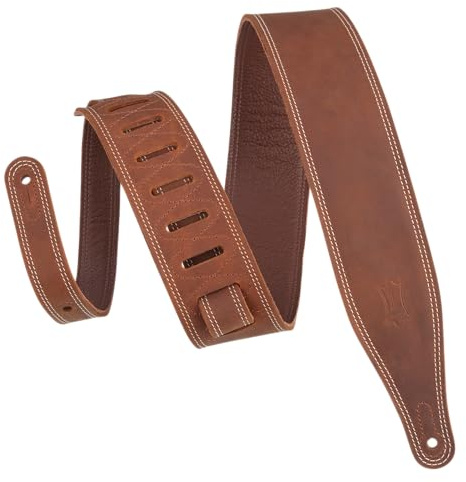Levy's Läder smör dubbel söm 6,3 cm bred plagg läder gitarrrem; deluxe-serien - brun (M17BDS-BRN)