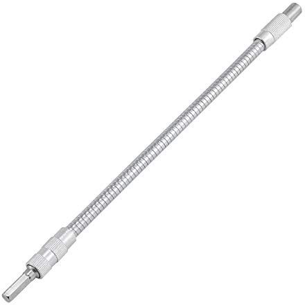 KATUR Flexible Socket Extension Bar Set,Cable Flexible Shaft Extension Bar Ratchet, Flexible Extension Drill Bit Holder for Screwdriver, 1pcs 1/4 Inch Hex Shank (300mm Length)