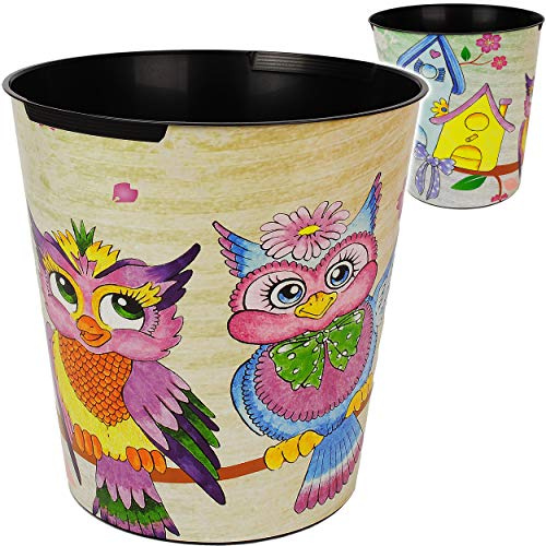 alles-meine.de GmbH Papierkorb/Behälter - lustige Eulen - 10 Liter - wasserdicht - aus Kunststoff - Ø 28 cm - großer Mülleimer/Eimer - Abfalleimer - Aufbewahrungsbox - Abfall..