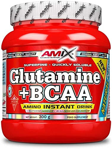 AMIX - Bcaa Glutamina - 300 Gramos - Complemento Alimenticio de Glutamina en Polvo - Reduce el Catabolismo Muscular - Óptimo para Deportistas - Sabor Natural - Aminoácidos Ramificados