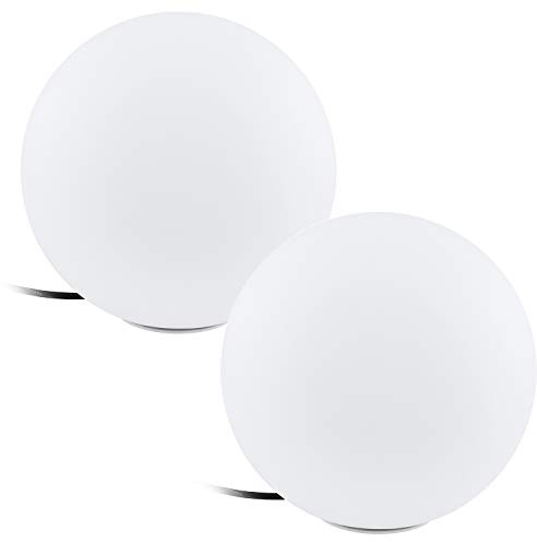 Loops 2 Pack IP65 Outdoor Garden Ball Light - White Plastic- 1x 40W E27-300mm Globe - Weatherproof Waterproof Driveway Path Garden lamp Post Tall