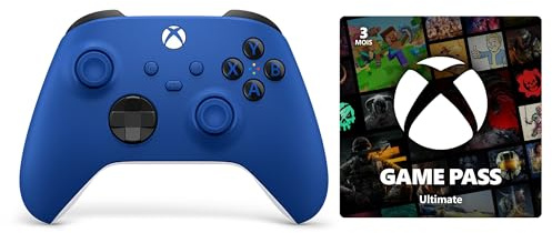 Xbox Manette sans Fil – Shock Blue + Game Pass Ultimate - 3 Mois Abonnement | Series X, Series S, One, Windows 10 & 11, Android et iOS
