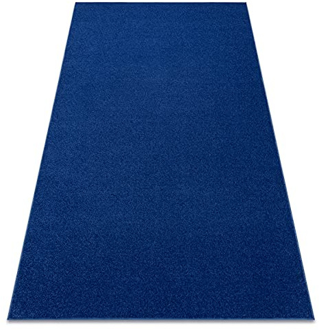 rugsx Einfarbiger Teppich Eton für Zimmer, Wohnzimmer, Schlafzimmer, Teppichboden Auslegware, dunkelblau, Verschiedene Größen, 100x250 cm
