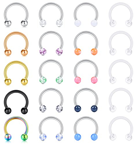 incaton 16G Septum Rings Piercing Surgical Stainless Steel Cartilage Helix Tragus Earring Hoop Lip Horseshoe Retainer Piercing Jewellery