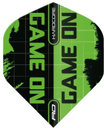 RED DRAGON Green Game On Design Hardcore Dart Flights - 4 Sets Per Pack