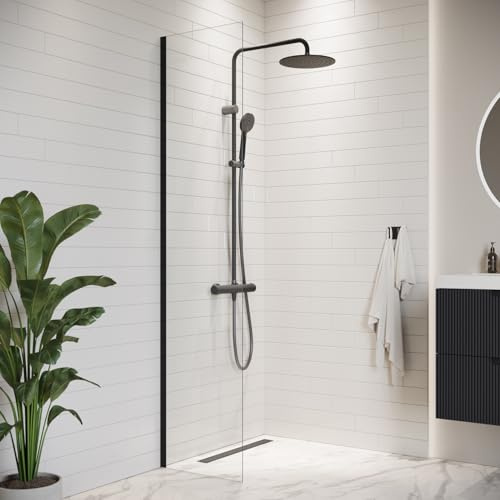 Paroi de Douche Florida - 40 x 200 cm - Noir - 8 mm - Verre de sécurité