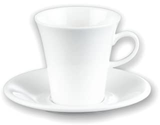 Wilmax OLIVIA Tazas con platillos | Juego de 2 | 90 ml | Tazas de café de porcelana | Blanco | Juego de vajilla para 2 personas | Juego de tazas para café, té, postres | Servicio de café y té