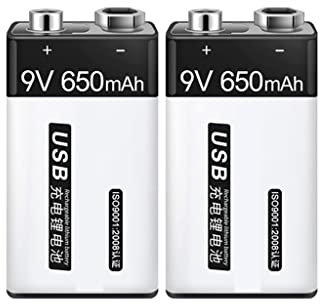 XCC 9V Batterie 6F22 Batterie au Lithium Rechargeable carré laminé multimètre Universel Guitare Microphone sans Fil Neuf Volts (Size : Two)