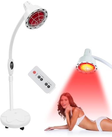 SanBouSi 275W Infrarotlampe Wärmelampe mit Ständer Rotlichtlampe Infrarot Lampe Temperatur Einstellbar 8-70°C Timing-Funktion mit Fernbedienung Infarotlichtlampe für Muskelschmerzen