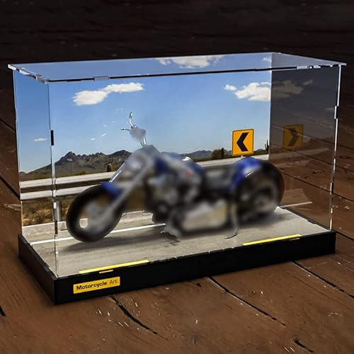 zalati Vitrine Acryl mit Simulationsszenario Staubdichter Schaukasten für Motorrad Modell Spielzeug Collectibles zusammenbauen