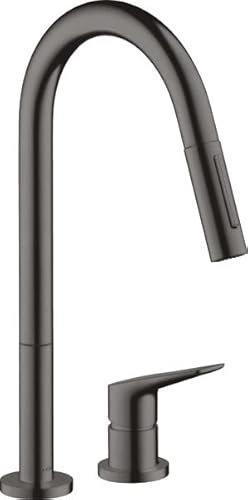 hansgrohe AXOR Citterio M DN 15 2-Loch Einhebel-Küchenmischer 220 mit Ausziehbrause, 34822340, Farbe: Brushed Black Chrome