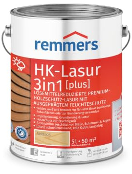 Remmers HK-Lasur 3in1 [plus] farblos, matt, 5 L, Lösemittelreduzierte Premium-Holzschutz-Lasur für außen, 3in1, schnelltrocknend, langlebig