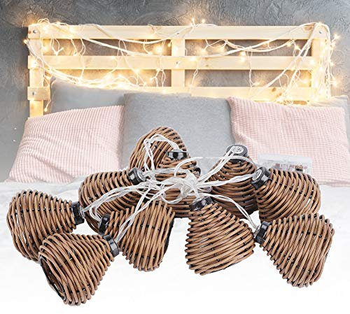 Atyhao 10 Stück Rattan-Lampen, Lichterketten, LED-Rattan-Kugeln, Lichterketten, Hochzeit, Heimdekoration