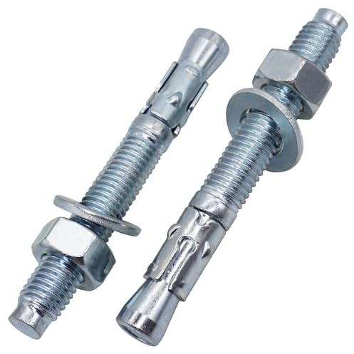 SKIR'CO (2 Stück) Verzinkte Keilanker M12 x 120 mm, Metalldübel, Ankerbolzen, Mauerwerkdübel, Betonanker