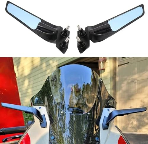 CNC Aluminum Motorcycle Mirrors Adjustable Wind Wing Side Mirrors Anti-Glare Rearview Mirrors Fits for BMW S1000RR 2019-2024 Black Motorcycle Rear View Mirror (Year: 2019-2024)