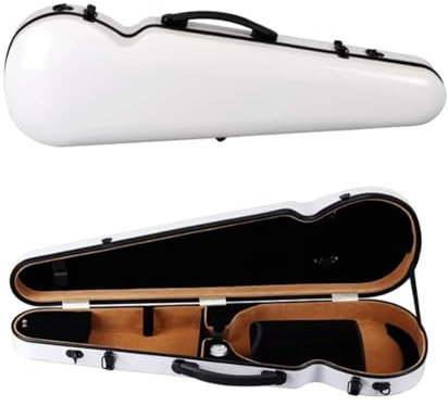 HDYNUZ 4/4 Geigenkoffer in voller Größe, leichte Karbonfaser-Hartschale für Violine, integriertes Hygrometer, tragbarer Geigenkoffer mit Rucksackfunktion, 1,8 kg (Color : White)