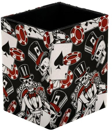 VAPOKF Stifthalter für Schreibtisch, rauchende Zigarrenskelett, Spielkarten, Chips, Drucke, Stifthalter, Stiftehalter, Make-up-Pinsel, Aufbewahrung, Schreibtisch, Schreibwaren, Organizer für Home