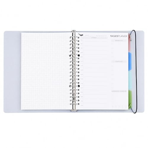 AMO HERMOSO A5 Tagesplaner Ohne Datum – Undatierter Kalender mit To-Do-Liste, Prioritäten & Timeboxing, 240 Seiten, Tagesübersicht mit Raster, Register & PP-Einband – Planer für Büro, Studium & Alltag