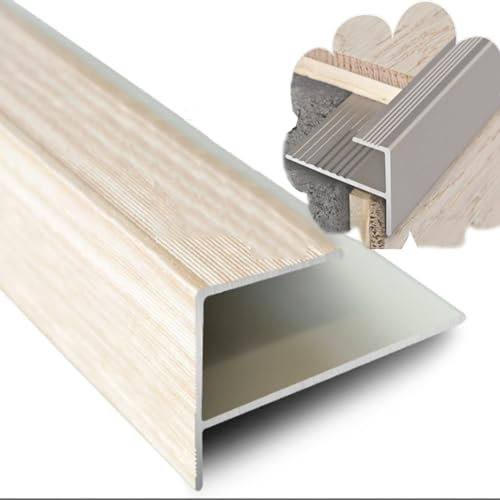 NILZA Laminat Treppenkantenprofil Einfasshöhe 15 Mm Treppenprofil F-Form Winkelprofil Aluminium Treppenkante rutschfeste Treppenstufe (Color : C, Size : 3PCS-L90cmxH1.5cm)