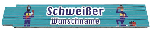 2m Zollstock - Schweißer - mit Wunschname - Text - Spruch - individuell personalisiert - Glieder-Maßstab - Meterstab bedruckt - für Männer Opa Papa Vatertag Wunschtext Weihnachten Baustelle