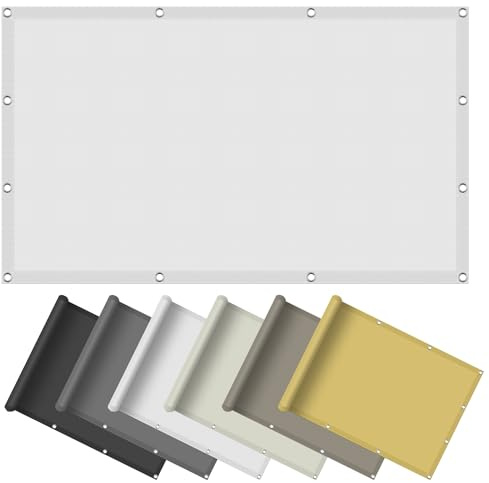 Vela Ombreggiante 1.9 x 3.5 m Impermeabile, Rettangolare Tende Parasole Rettangolare con Occhielli Protección Rayos UV 98% per Giardino Esterno terrazza, Bianco