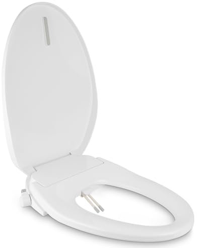 Rivix Abattant de bidet électrique, convient aux toilettes allongées, blanc – Confort ultime avec siège chauffant, veilleuse intégrée, installation facile – Propreté améliorée avec réglages d'eau