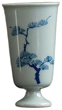 CEMELI 40ML 4 * 6.9CM Tazas De Porcelana Azul Y Blanca Tazas De Té De Cerámica Pintadas A Mano Tazas De Té Altas Copa De Vino De Cerámica para Regalo Y Oficina del Hogar