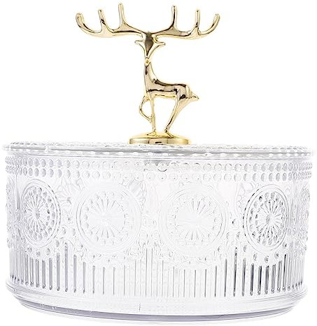 Boîte de rangement portable for bijoux, boucles d'oreilles, étui de rangement en verre, sucrier couvert, fruits secs, bibelot en relief, coffre au trésor transparent, bijoux Miss The Pet Candy Jar/580