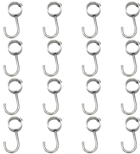 DSBGKJI 16 Stück Edelstahl-Haken mit festem Rohr, passend für Stangen mit einem Durchmesser von 2,5 cm, robuste J-förmige industrielle Rohrhaken, Schrankstangenhaken zum Aufhängen, organisiert Garage,