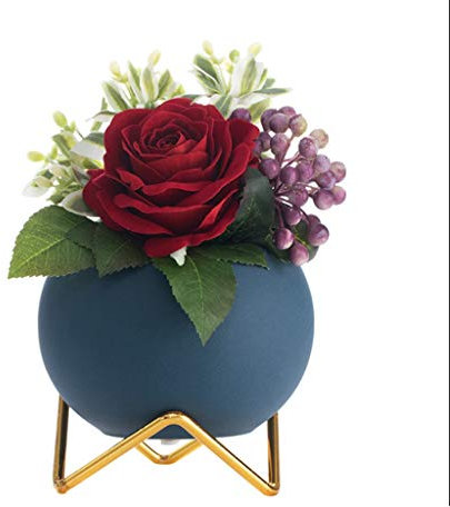 CRBUDY Künstliche Blume im Topf, Keramikvasen, dekorative Blumenarrangements, Trockenblumen, Kunstblumen, kreative Dekoration, Wohnaccessoires, künstliche Pflanze, Blumenarrangements
