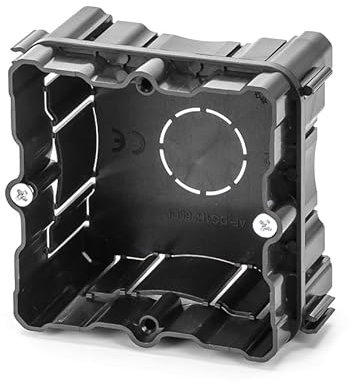 Scatola da incasso nera per meccanismi elettrici, resistente e durevole, ideale per installazioni elettriche a parete.