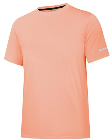 Holure 1 eller 3-pack herr Rash Guard UPF 50+ solskydd kortärmad t-shirt lättvikt snabbtorkande SPF UV simma t-tröjor, Orangerosa, L