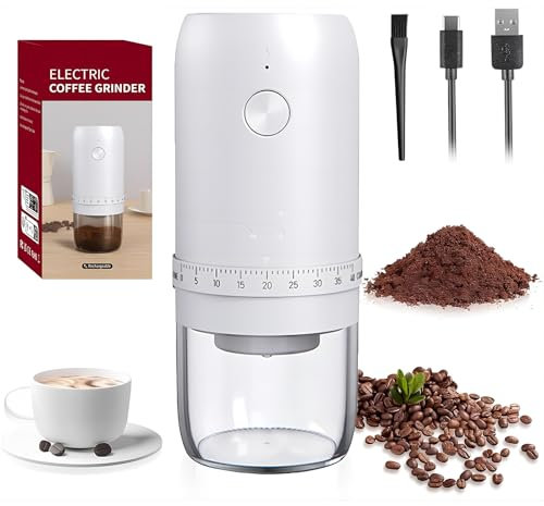 Moulin à café électrique portable sans fil sans bavure, 40 réglages de grossièreté réglables, durée de vie extra longue, rechargeable par USB, pour cafetière goutte à goutte, cafetière à piston