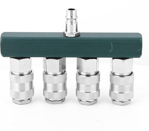 4-Wege Druckluftverteiler 1/4 Npt Anschluss, Druckluft Verteiler Druckluftverteiler 4, Luftweiche Schnellkupplung für Luftschlauch Pneumatische Anlagen