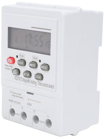 Interruptor de Temporizador Digital, Interruptor de Control de Tiempo Programable de 7 Días, con DIN Rail Mount AC220V 63A Temporizador de Interruptor de Luz Programable en la Pared para