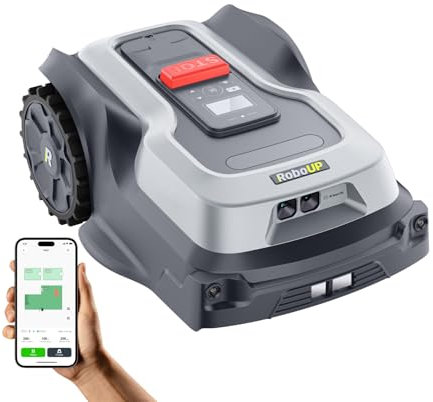 RoboUP T1200Pro Wire-Free Robot Lawn Mower with RTK+Vision Ride-On Edge Mapping, 0.35 Acre Mowing, AI Obstacle Avoidance, APP Multi-Zone Management, 20° Slope Handling