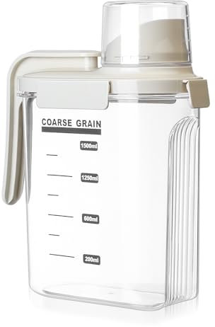 pzihao 1500 ml Recipientes Herméticos para Alimentos, Dispensador Cereales Almacenamiento Cocina, Botes Cocina Almacenaje con Vaso Medidor para Detergente en Polvo Arroz Harina Granos Cereales