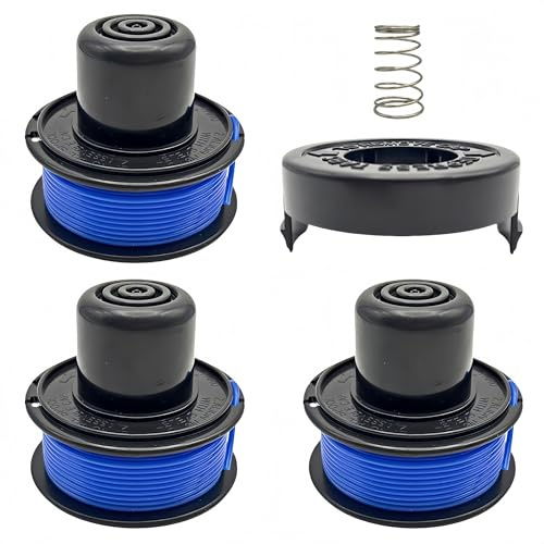 esmusssein Bump Feed Line Spool for Black & Decker GL250 GL310 GL360 Strimmer Trimmer (9m x 1.5mm) pack 3+1+1(3 x spool line + 1 x cap +1 x spring)