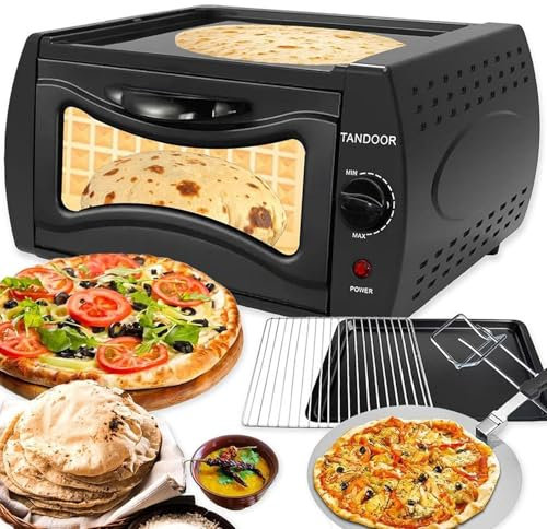 WuDLi Four Tandoori 2-en-1, Four tandoor électrique 2100w, Mini Machine à Pizza 15l, contrôle de la température 122°f-752°f, pour la Maison et Les Plats à emporter