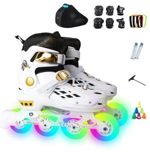 Verstellbarer, professioneller Inline-Roller mit 4 Rädern, für Kinder und Erwachsene, Outdoor-Roller für Jungen und Mädchen mit Schutzausrüstung und Aufbewahrungstasche