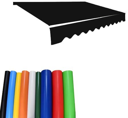 Heavy Duty Retractable Awning Replacement Fabric Waterproof PVC Sunshade Canopy Cover for Patio Shop Window - Black 2.5m x 2m (8.2 x 6.5ft)