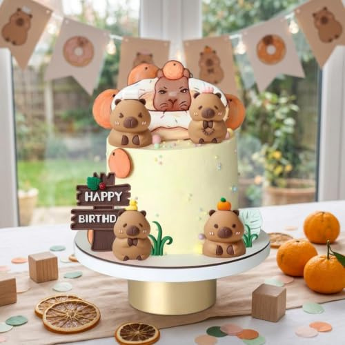 LaVenty Capybara Cake Toppers Mini Blowfish Party Supplies | for Capybara Birthday Supplies Baby Shower Party Favors